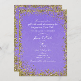 Invitation Princesse Purple Damask Storybook Mariage élégant