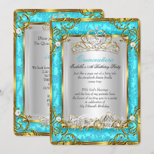 Invitation Princesse Quinceanera 15e Anniversaire Damassé Sar