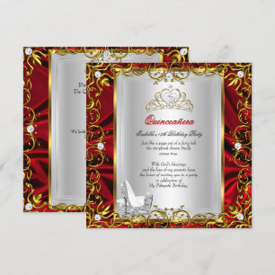 Invitation Princesse Quinceanera 15e Anniversaire Rouge Royal