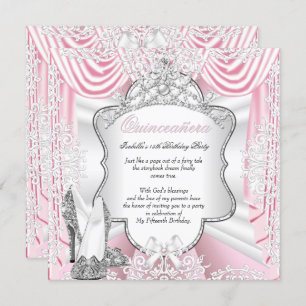 Invitation Princesse Quinceanera 15e Soie rose