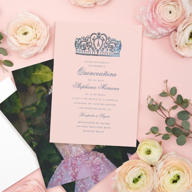 Invitation Princesse Quinceañera de la Couronne rose rose (Créateur téléchargé)