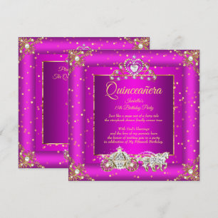 Invitation Princesse Quinceanera Elite Magenta Gold Sparkle