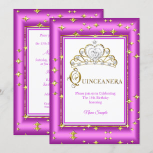 Invitation Princesse Quinceanera Gold violet rose Anniversair
