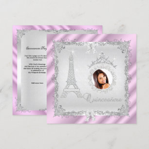 Invitation Princesse Quinceanera Magique rose argent Photo 2
