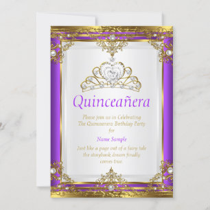 Invitation Princesse Quinceañera Or Rose Perle Blanche