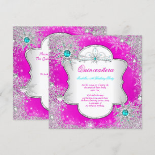 Invitation Princesse Quinceanera Rose Turquoise Pays des Merv