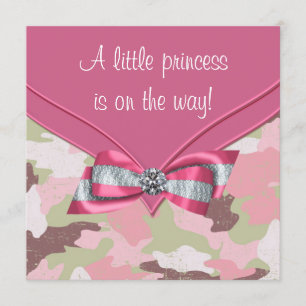 Invitation Princesse rose baby shower de camouflage