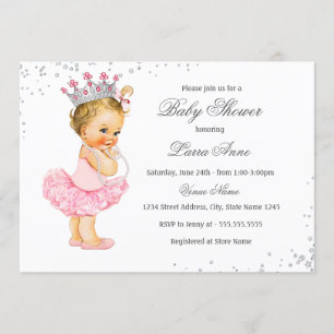 Invitation Princesse rose baby shower d'étincelle