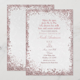 Invitation Princesse Rose Pailleté Blanc Damassé Enterrement 