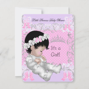 Invitation Princesse Rose Violet Gris Baby Shower Mignonne Fi