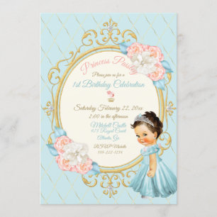 Invitation Princesse Royale de Conte de Fées Blush Or Aqua Fi