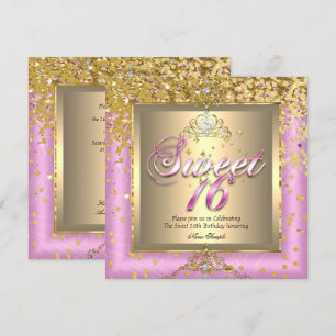 Invitation Princesse Sweet 16 Anniversaire Fête Or Rose