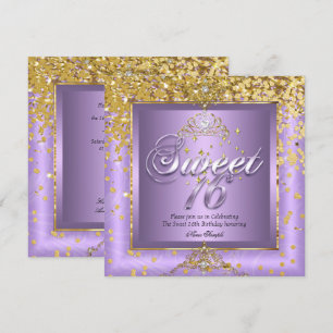 Invitation Princesse Sweet 16 Or Lavande Violet Fête 2