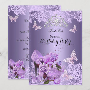 Invitation Princesse Talon Haut Lilas Pourpre Rose Anniversai