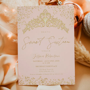 Invitation Princesse tiara or parties scintillant rose photo