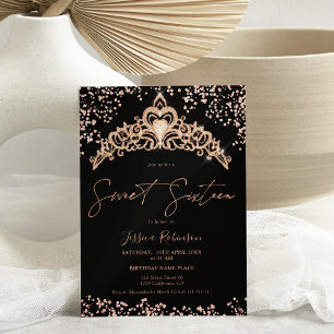 Invitation Princesse tiara rose or parties scintillant photo 