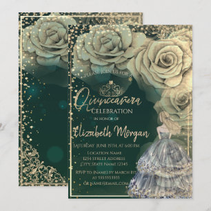 Invitation Princesse, Tiare d'or, Roses de diamants