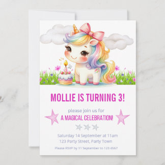 Invitation Princesse Unicorn fête d'anniversaire