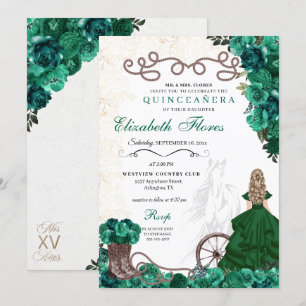 Invitation Princesse verte occidentale Floral Charra Quinceañ