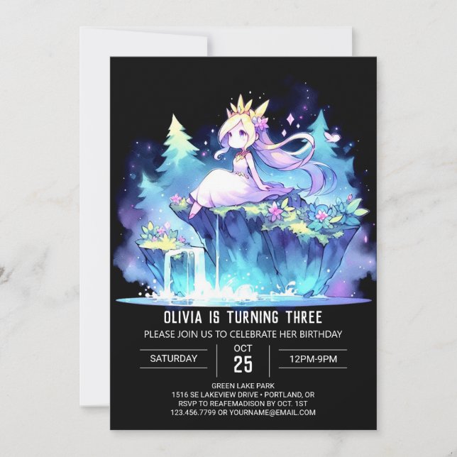 Invitation Princesse Whimsical Anniversaire (Devant)