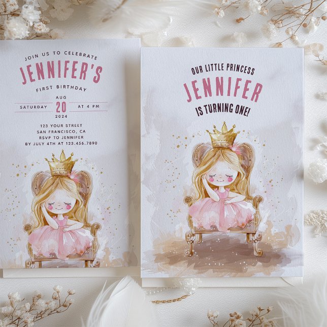 Invitation Princesse Whimsical Premier anniversaire (Créateur téléchargé)