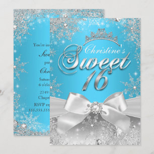 Invitation Princesse Winter Wonderland Blue Sweet 
