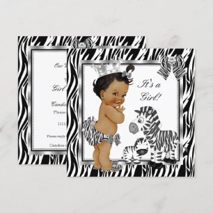 Invitation Princesse Zèbre Fille Baby Shower Ethnique