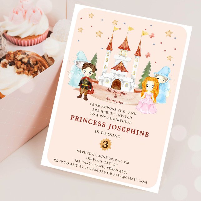 Invitation Princesses et Chevaliers Fille Anniversaire (Créateur téléchargé)
