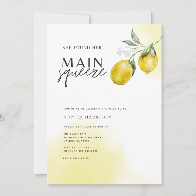 Invitation principale de la douche nuptiale Squeez (Devant)