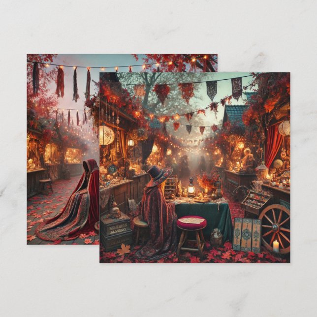 Invitation Printable Autumnal Whimsigoth Market Scrapbook (Devant / Derrière)