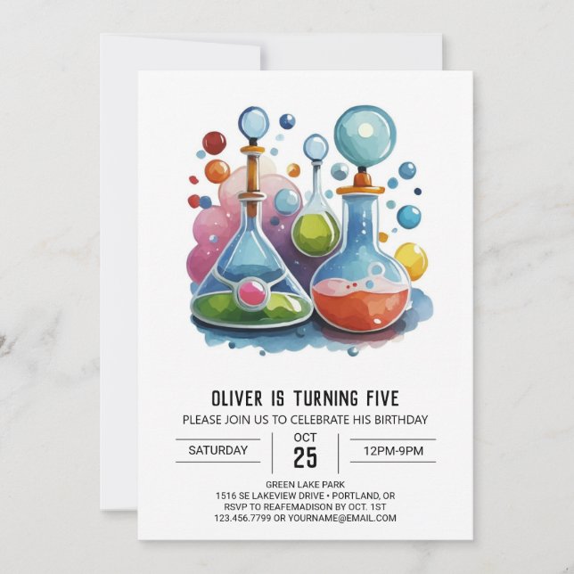 Invitation Printable Chimique Whimsy Scientifique Anniversair (Devant)