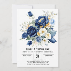 Invitation Printable Floral Bleu Anniversaire
