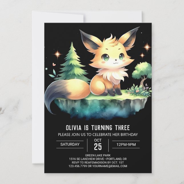 Invitation Printable Sweet Fox Anniversaire (Devant)