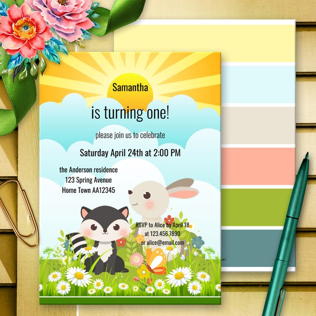 Invitation Printemps bébé premier anniversaire (Créateur téléchargé)