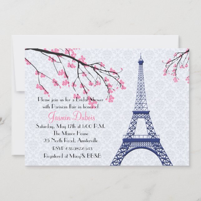 Invitation Printemps dans l'invitation de Fête de la mariée (Devant)