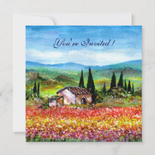 Invitation PRINTEMPS EN TOSCANE, rouge vif bleu rose jaune