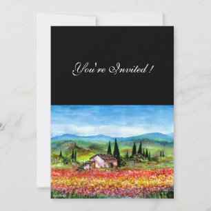 Invitation PRINTEMPS EN TOSCANE, rouge vif rose jaune bleu