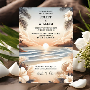 Invitation Printemps Eté Plage Océan Destination Mariage