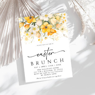 Invitation Printemps Jaune moderne Brunch de Pâques