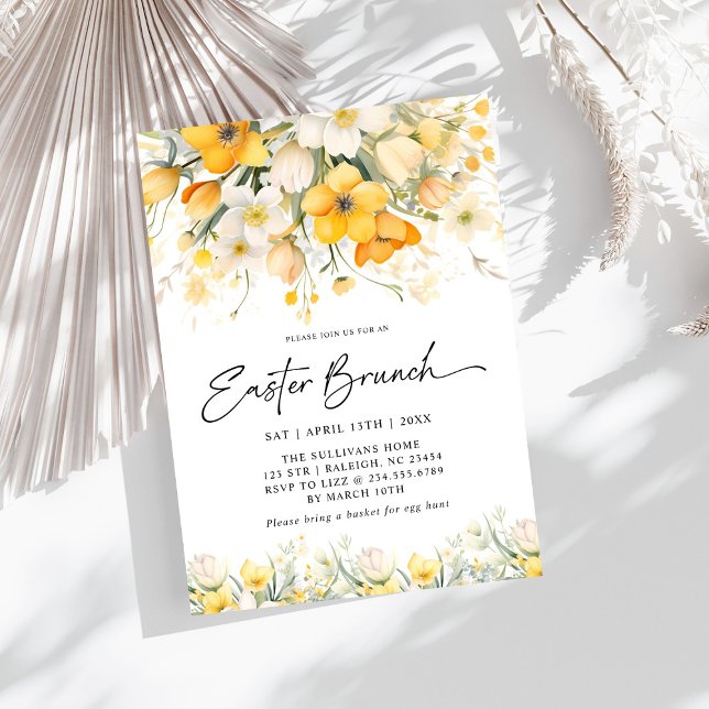 Invitation Printemps Jaune moderne Brunch de Pâques (Créateur téléchargé)