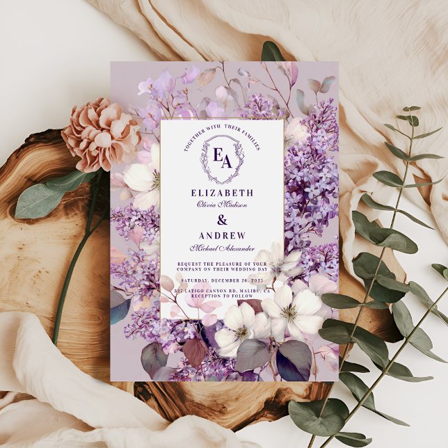 Invitation Printemps Lilac Fleur Romantique Floral Célébratio (Créateur téléchargé)