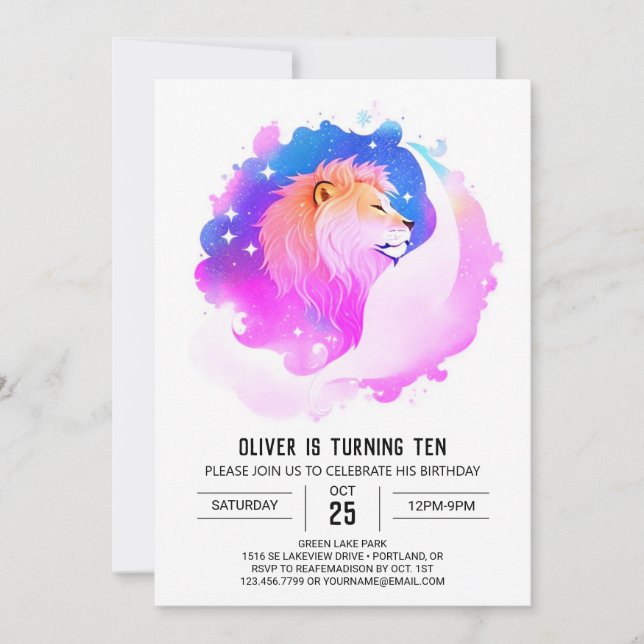 Invitation Printemps moderne Lion (Devant)