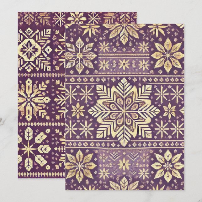 Invitation Printemps scandinave violet et or (Devant / Derrière)