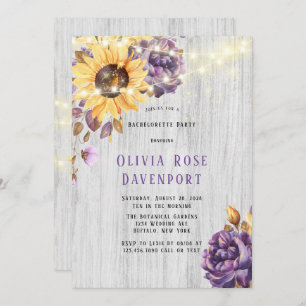 Invitation Printemps Sunflower Purple Peony Bachelorte Party