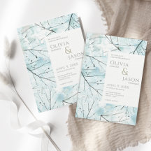 Printemps Turquoise Aqua Fleurs Abstraites Invitat