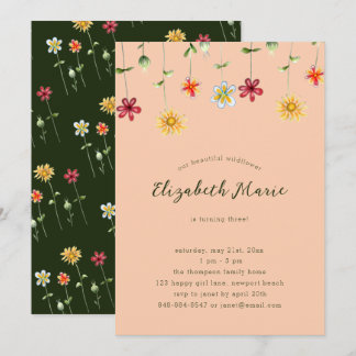Invitation Printemps Whimsical Fleur sauvage Orange Girl Anni