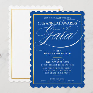 Invitation PRIX GALA DÎNER affaires moderne royal bleu or