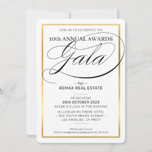 Invitation PRIX GALA DÎNER d'affaires moderne or noir