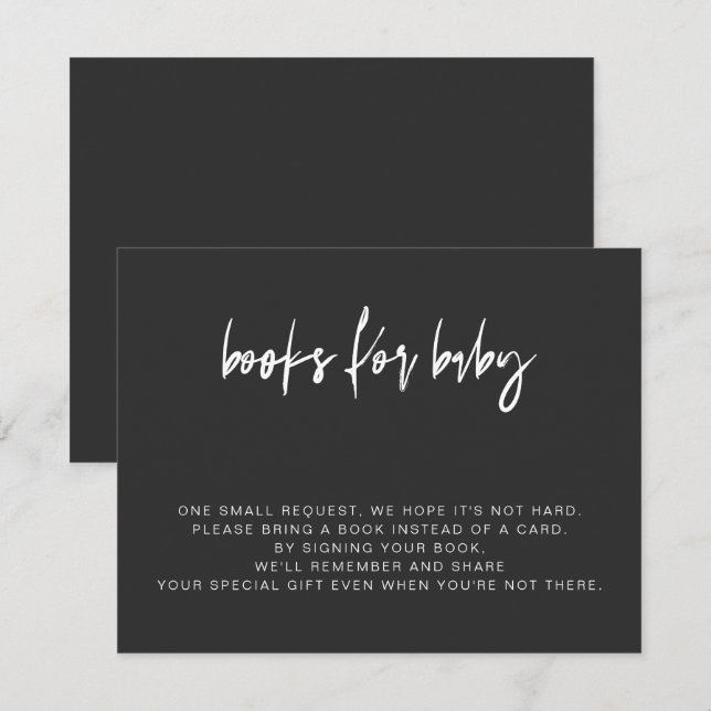 Invitation PRIYA Modern Edgy Livres noirs pour Baby Card (Devant / Derrière)