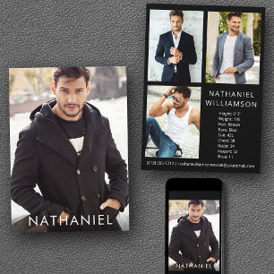 Invitation Pro Model Actor 4 Photo Modern Comp Card